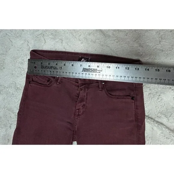 Mother Women's The Looker Crop Pop Slim Fit Jeans Size 25 Burgundy Mid-Rise